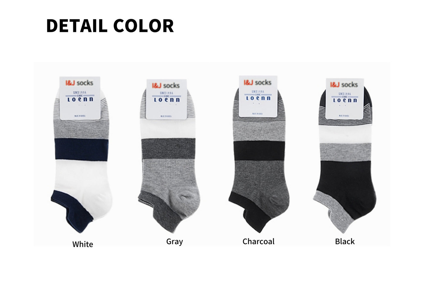 I&J Men's Gentlemen High-Quality Cotton Socks Tab Sneakers Roen No Show Socks, (4pairs/8pairs/12pairs)