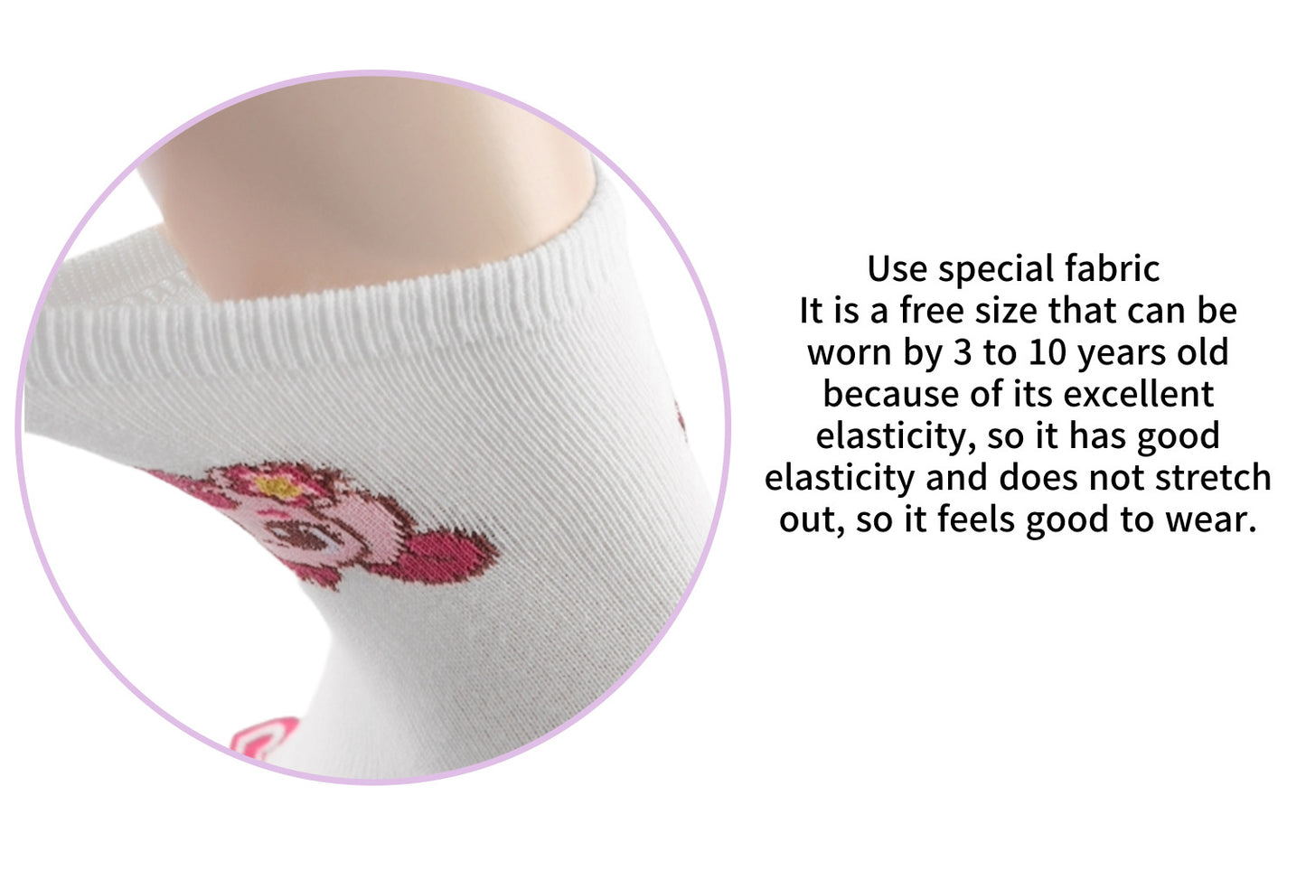 I&J Children's Mysterious Catch Tiny Pink Magic Socks Elastic Medium Cotton Socks Aesthetic Socks Cute Character Socks Non-slip on the Floor Nonslip 3-10 Years Old (ONE SIZE) Low Cut Socks for Light Children (5 Pairs/10 Pairs)