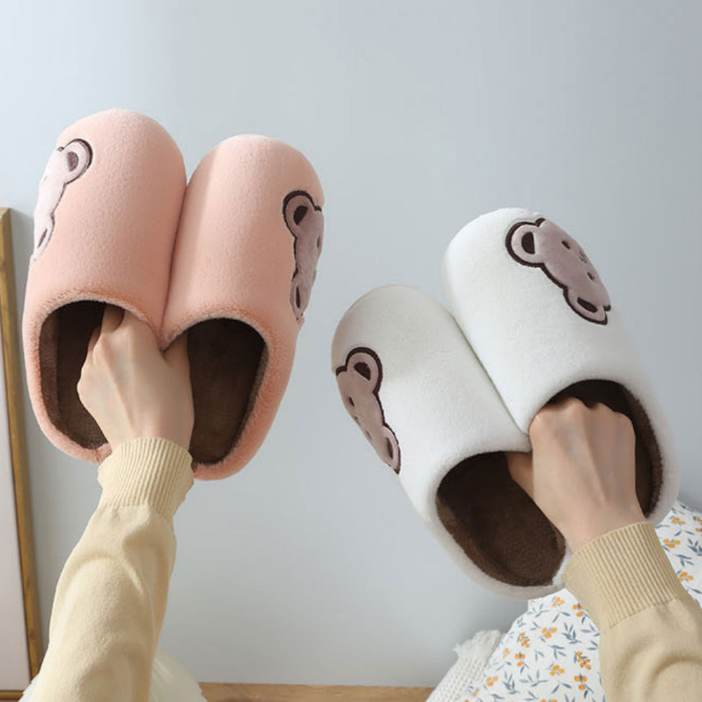 Winter Indoor Bear Microfiber Slippers